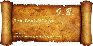 Ihm Boglárka névjegykártya